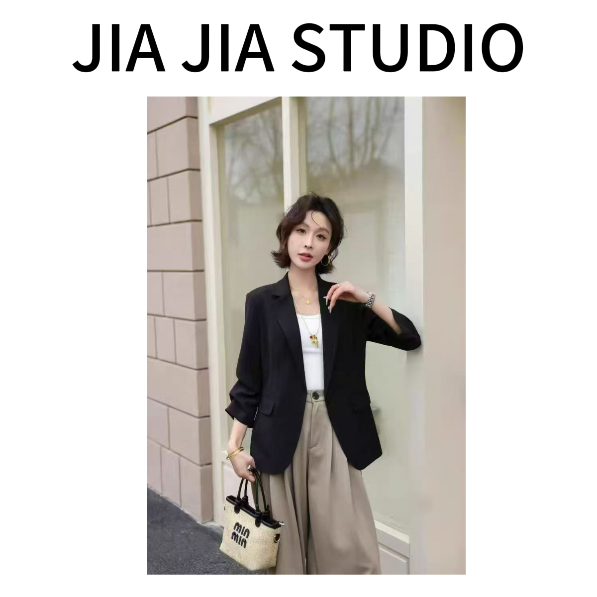 【嘉嘉推荐】#2623 夏季新款 设计感 中袖西装外套