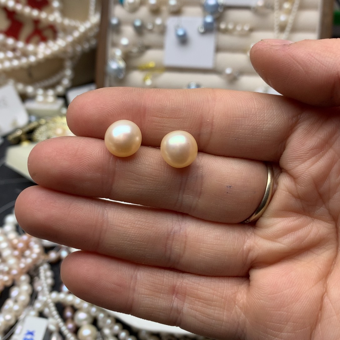 淡水珍珠9-10未镶嵌d14耳钉