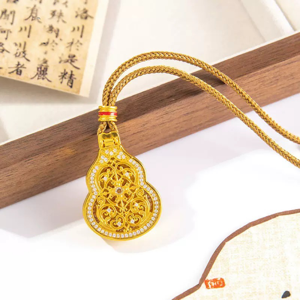 铜合金仿水晶吊坠 葫芦吊坠项链可开合新中式毛衣链时尚百搭精美