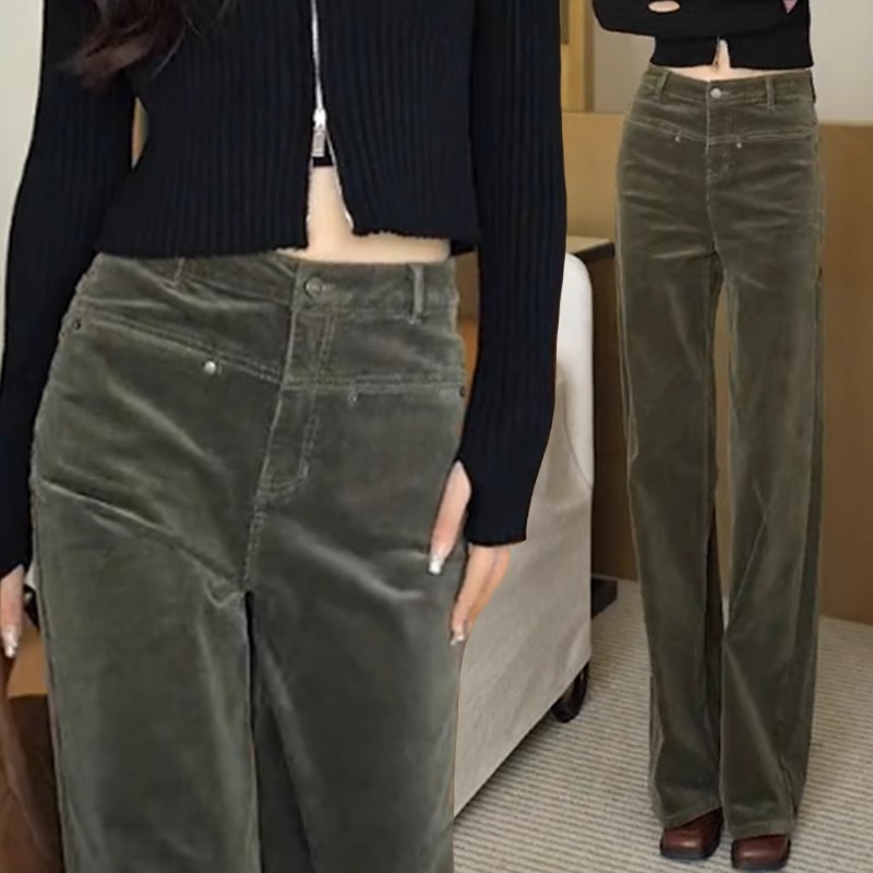 灯芯绒阔腿裤女士2025秋冬新款雪尼尔加绒加厚条绒直筒休闲裤条绒