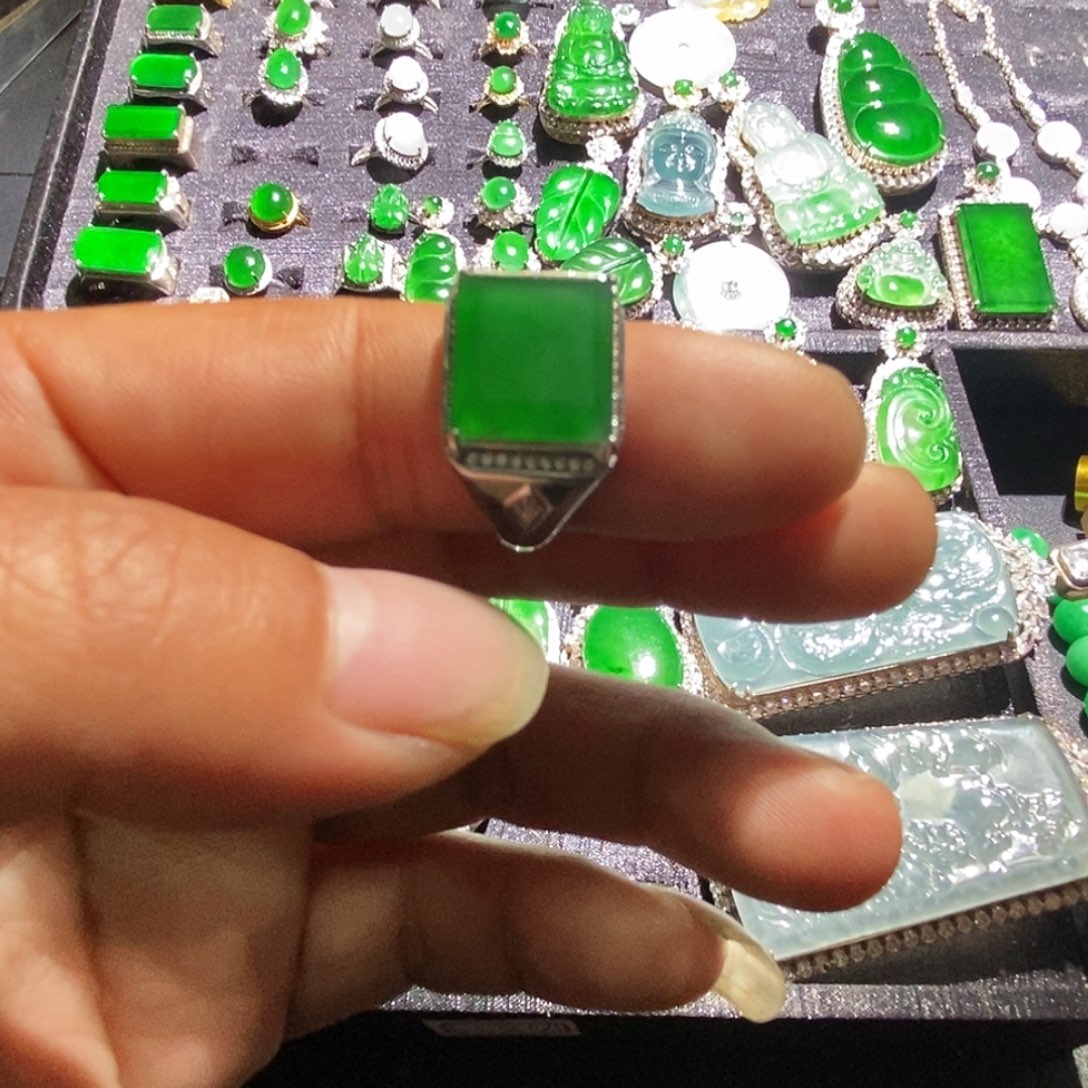 翡翠银S925镶嵌戒指A货翡翠3