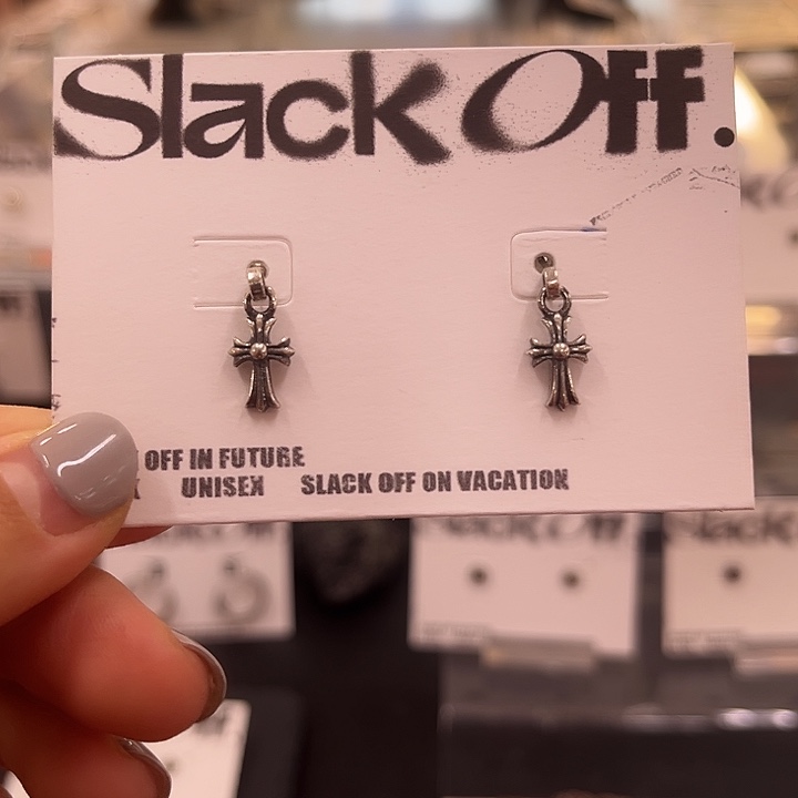 925银925银复古做旧十字耳环