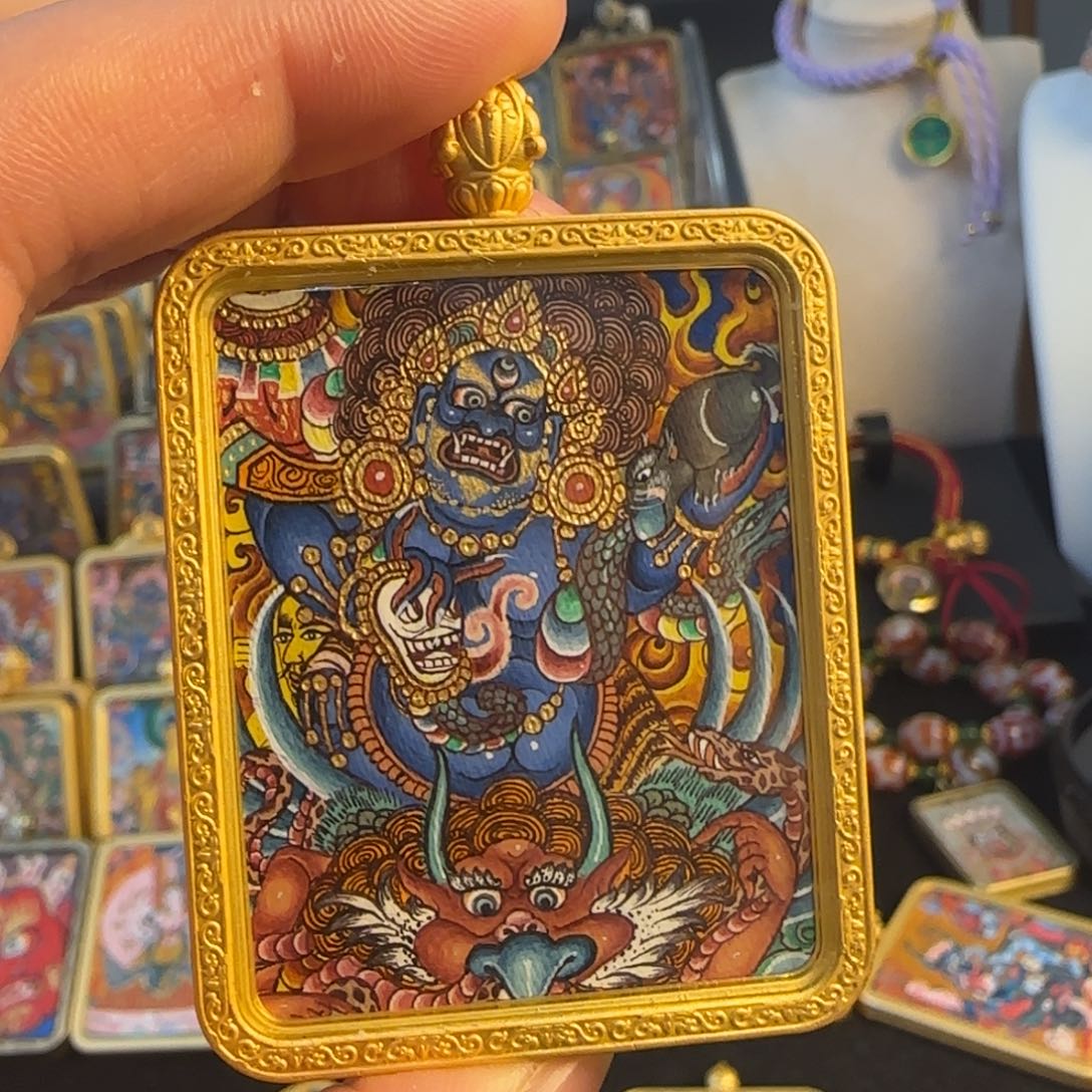 吊坠黑财神热贡唐卡