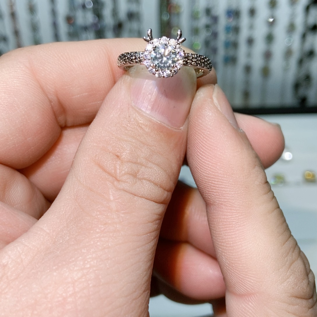 绿水晶戒指银S925镶嵌