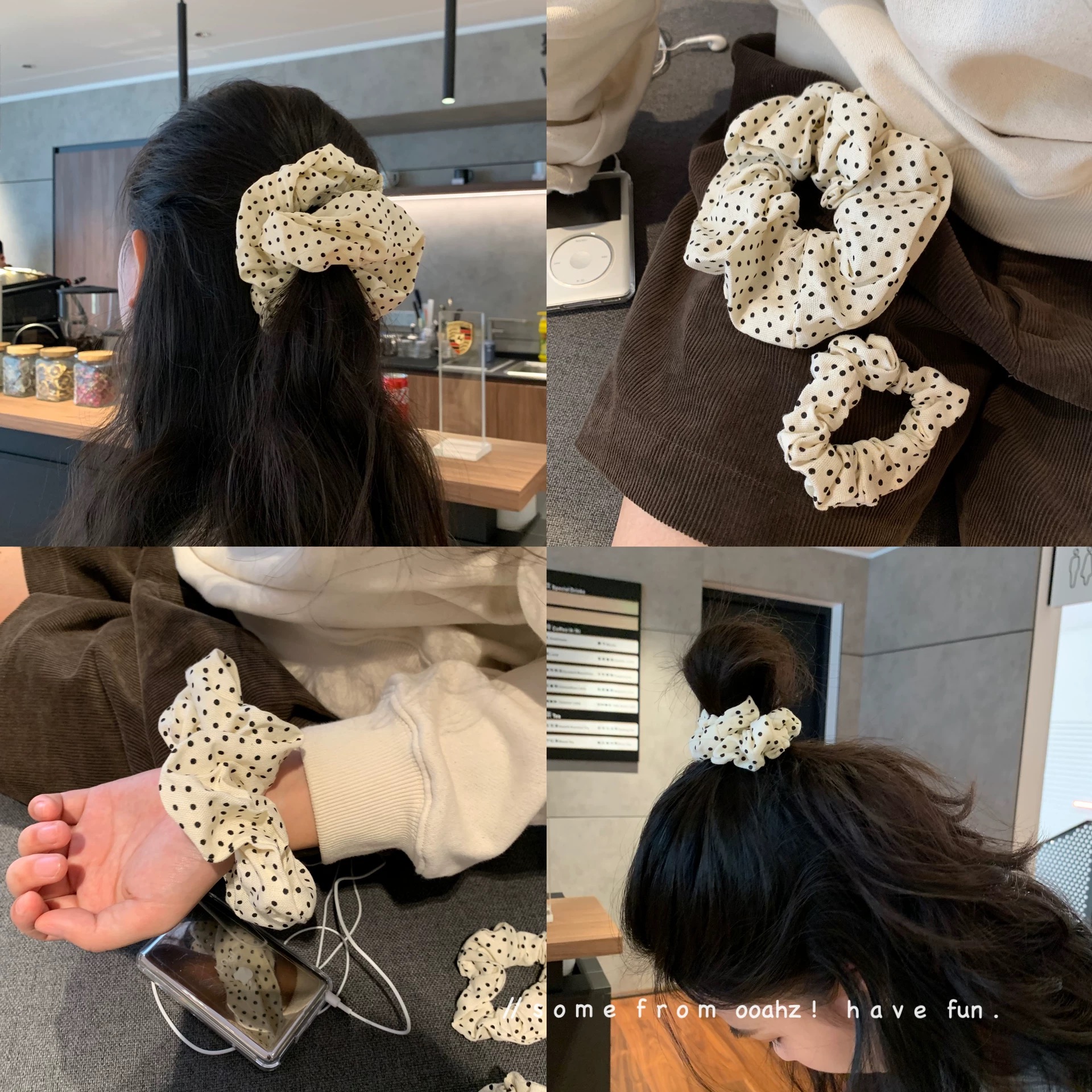 宋慧乔金泰梨同款波点手工发绳皮筋猪大肠发圈