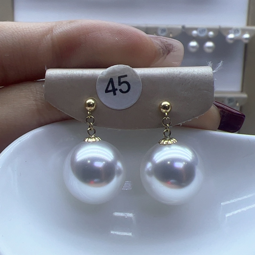 淡水珍珠耳饰18K金镶嵌