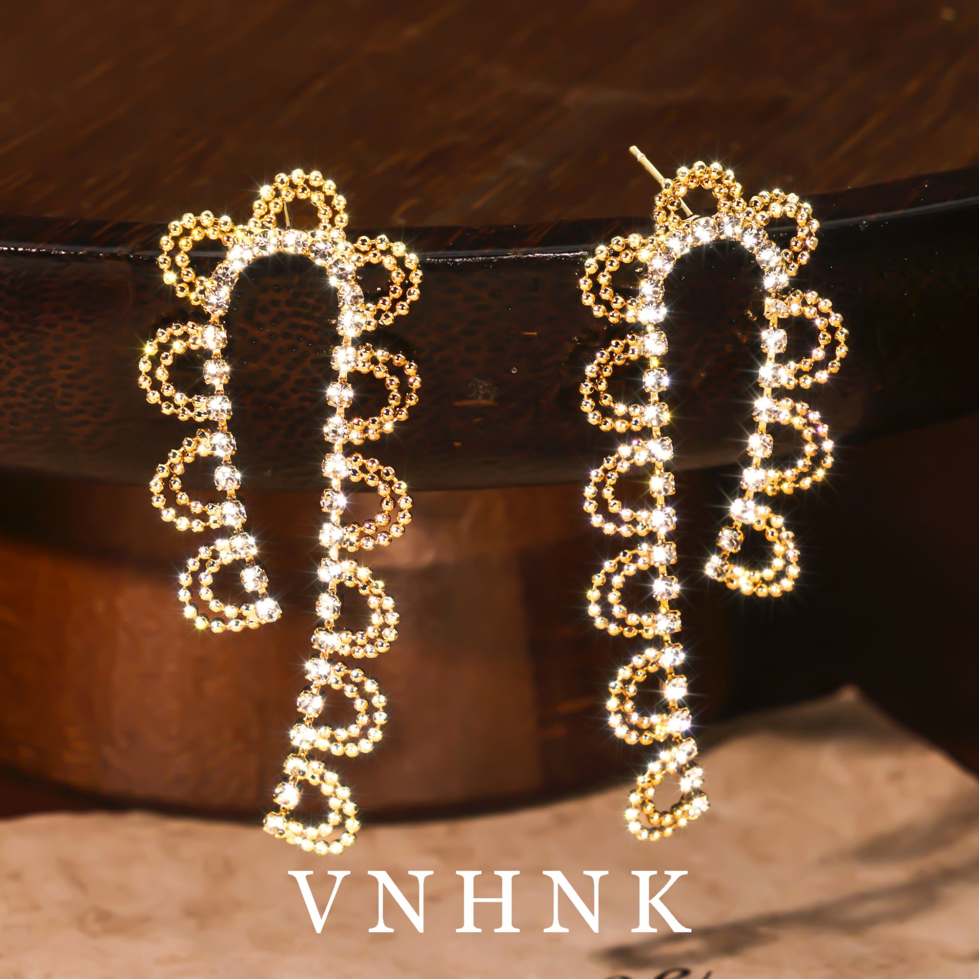 铜合金合成锆石耳饰 美可儿   F188   金色精致气质耳环预售