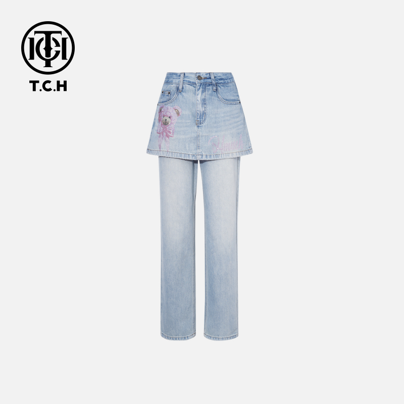 TCH私服烫钻工艺时尚休闲百搭舒适牛仔裤女T75A20E5181轻奢tch