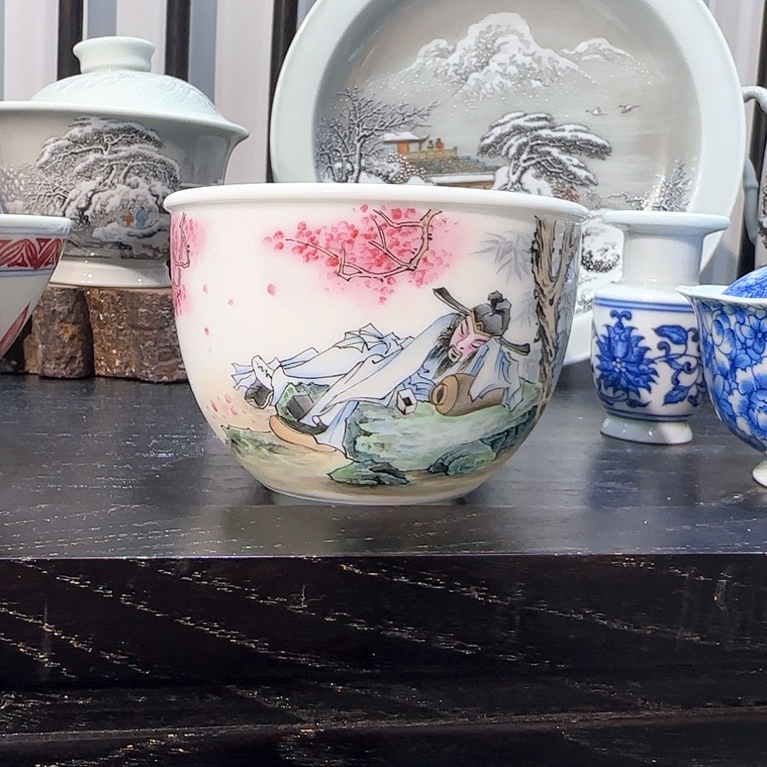 高***糕陶瓷摆件玉泥李白醉酒