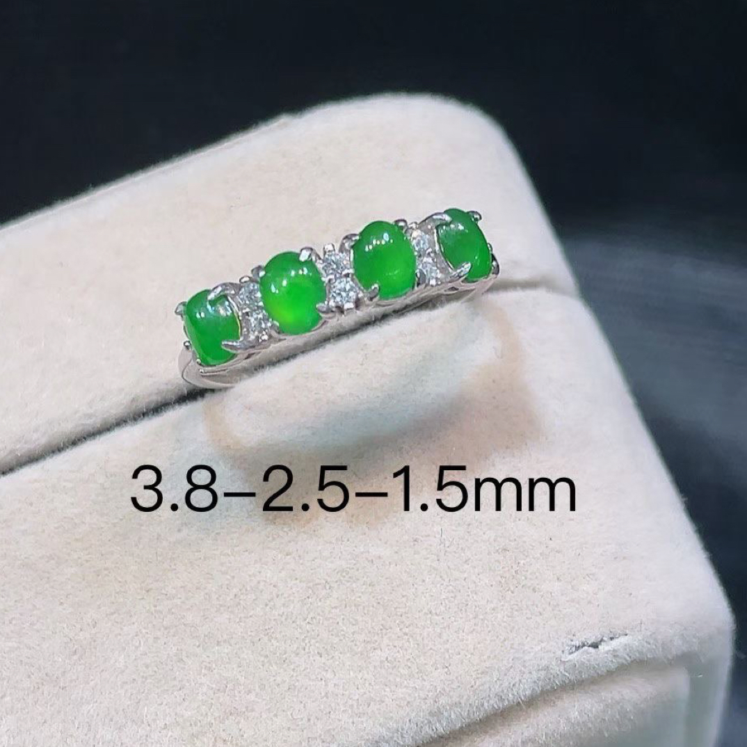 翡翠绿排戒开口圈口可调