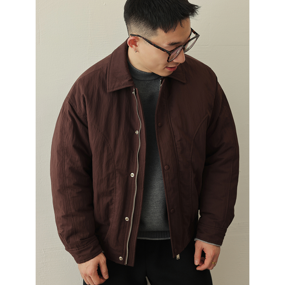 翻领冬季纯色短款油厂夹克羽绒服25833