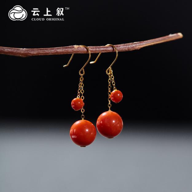 【云上叙】 3 QJDXYGD017073-D 18K南红耳钩-多样性发一