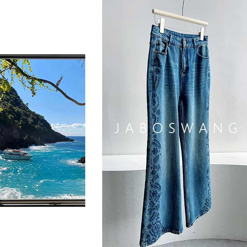 K323叶叶刺绣牛仔裤2025新款春秋季女款牛仔裤