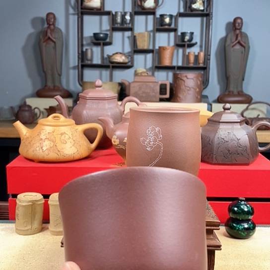 紫砂茶杯静**妙紫泥光杯