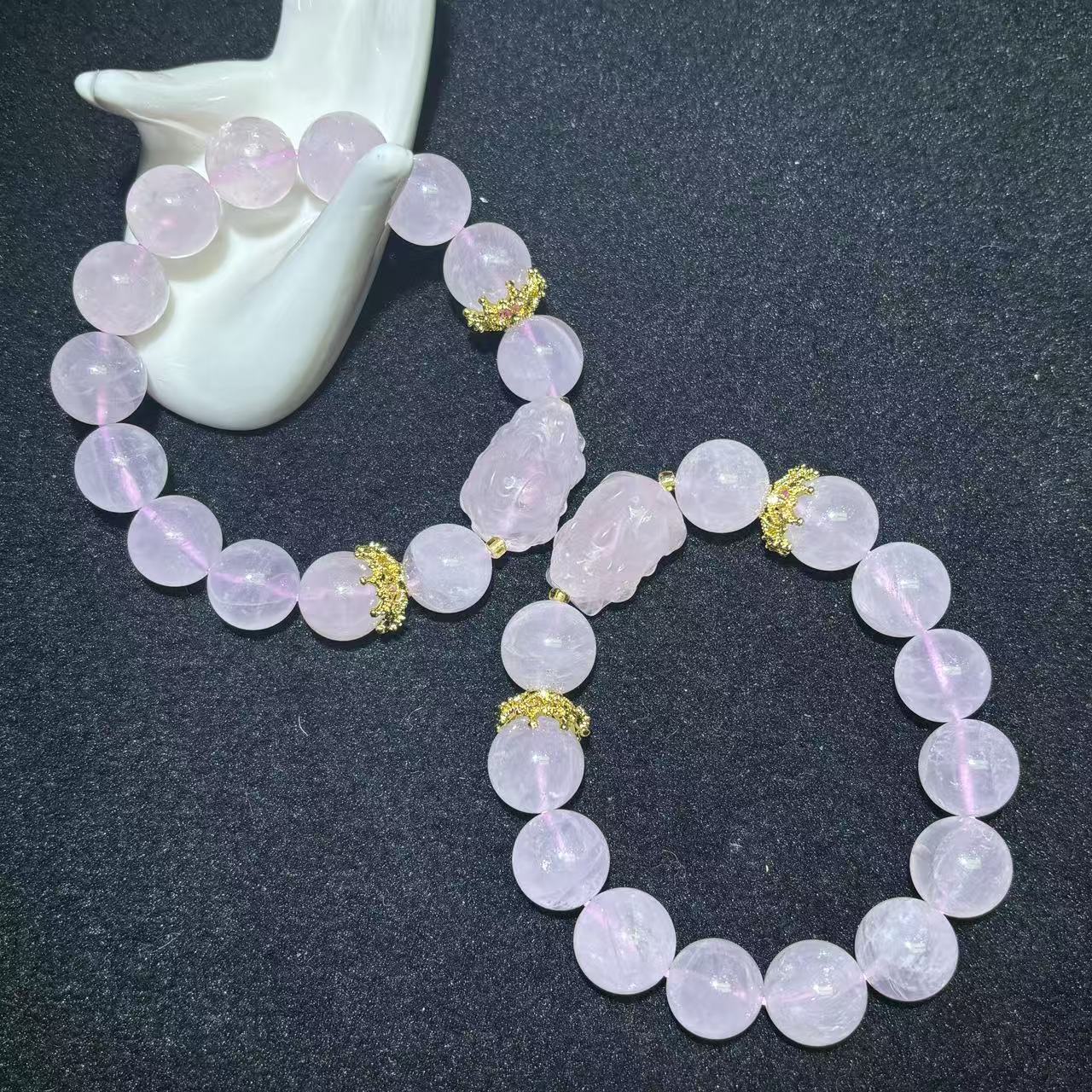 C3982【任会长珠宝】星光粉黛幻彩粉水晶貔貅手串-多样性只发一件