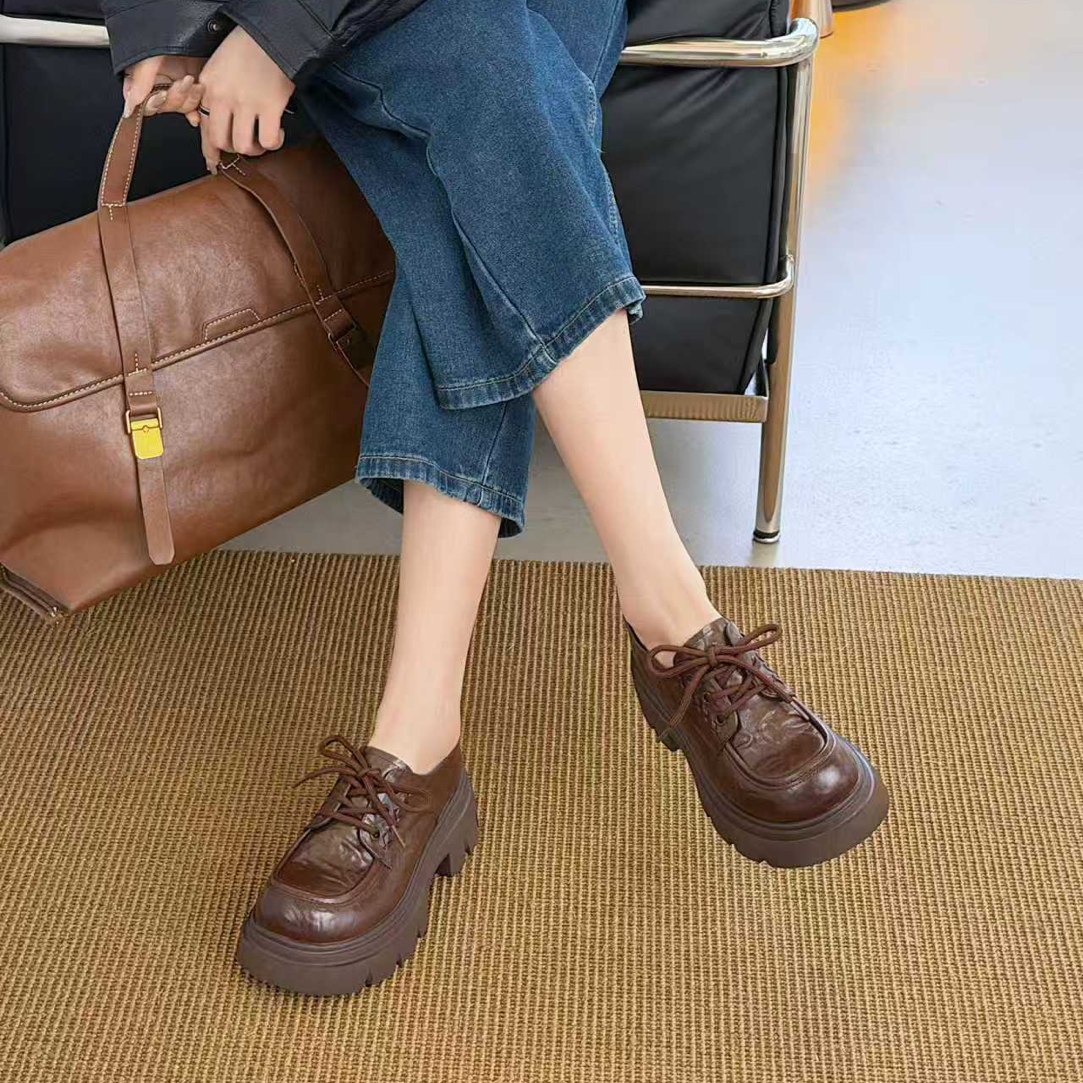 苏丽诺2026年春款百搭玛丽珍厚底系带乐福鞋10001