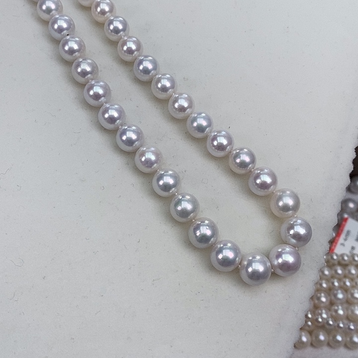 淡水珍珠颈饰银S925镶嵌8.5-10正圆极强光珍珠项链