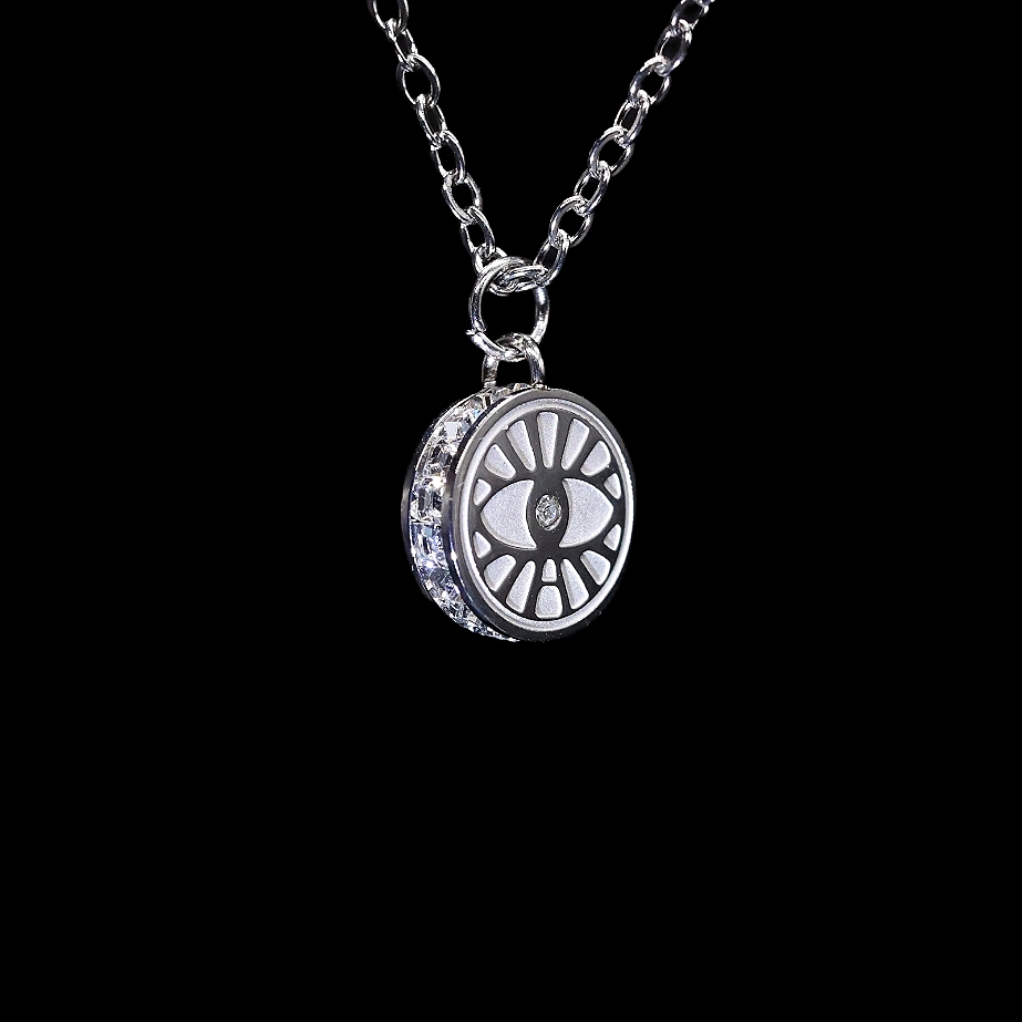 钛钢吊坠 男女同款李桢航器品牌沐阳之眼夹心莫桑项链