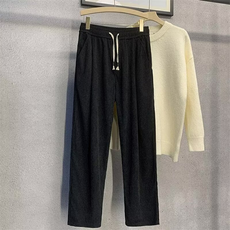 401日系灯芯绒裤子男款秋季潮牌宽松直筒裤美式复古长裤男生小众