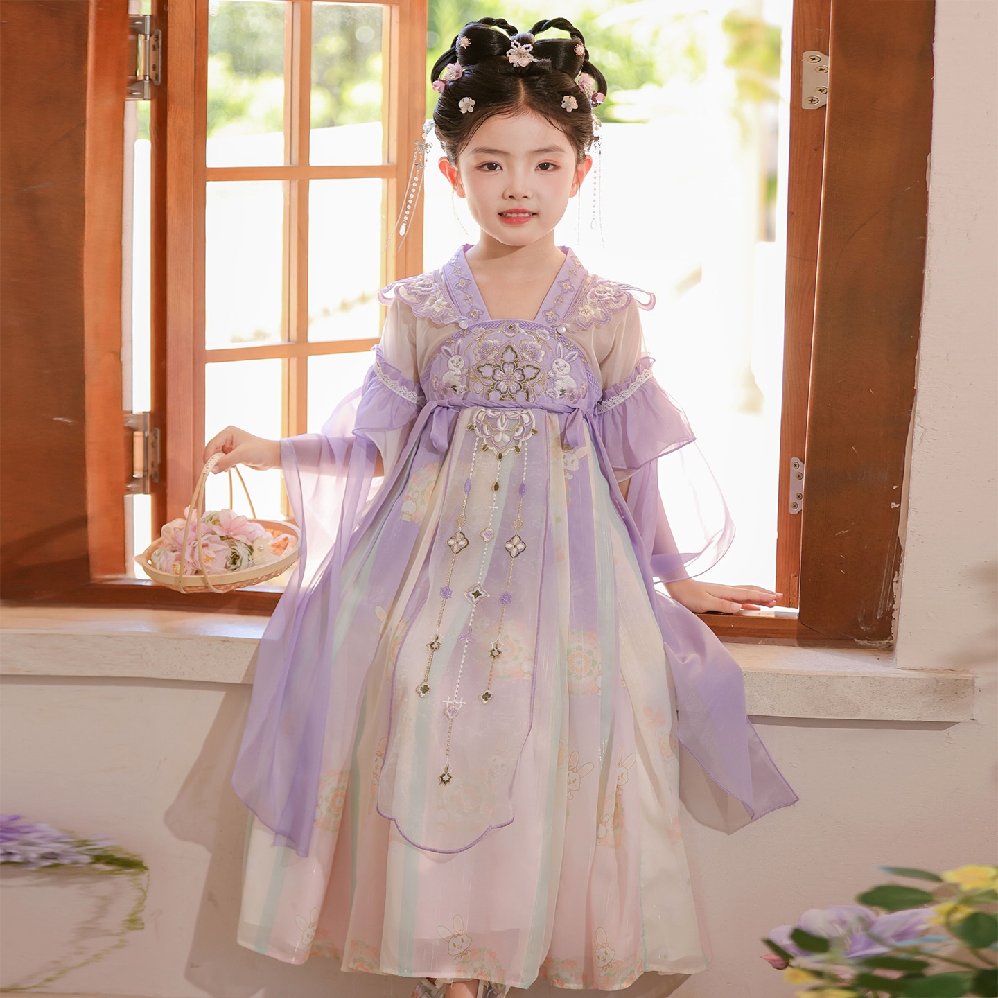 SL3347女童汉服夏季超仙中国风古装2025新款古风唐装儿童连衣裙夏