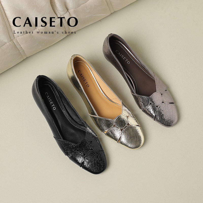 【黑色】牛皮/3cm新款小圆头百搭气质低跟单鞋舒适软底通勤鞋25D346