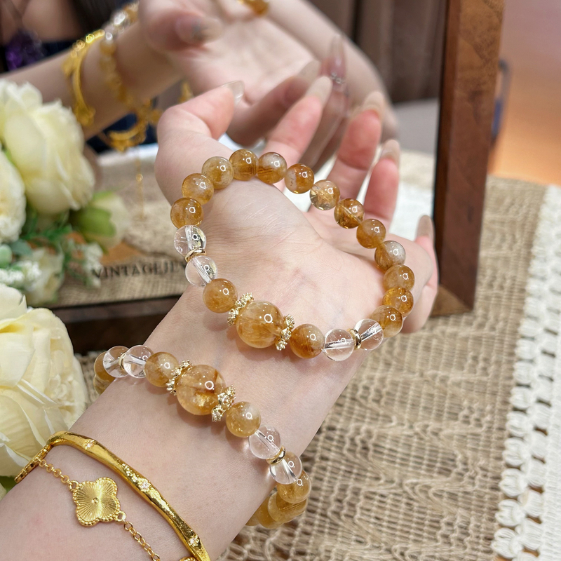 【兜有米】8mm黄塔晶+8mm白水晶原创设计手串天然水晶Y190