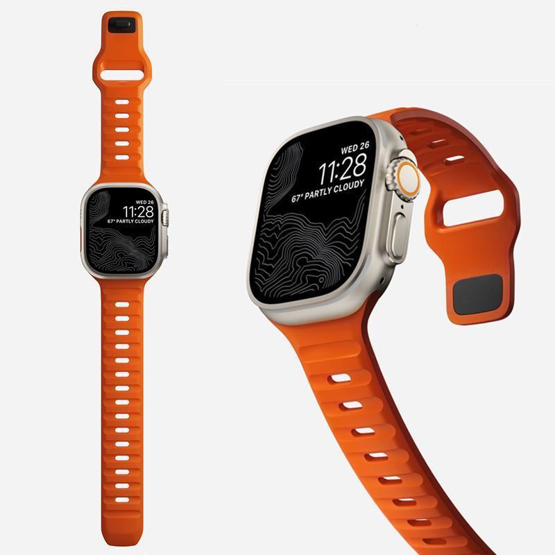 适用苹果se美国活力橙iwatch8Ultra橙色硅胶4567代运动手表带时尚