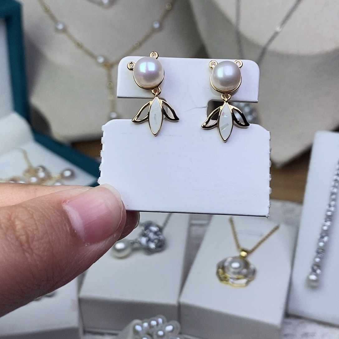 耳饰淡水珍珠银S925镶嵌