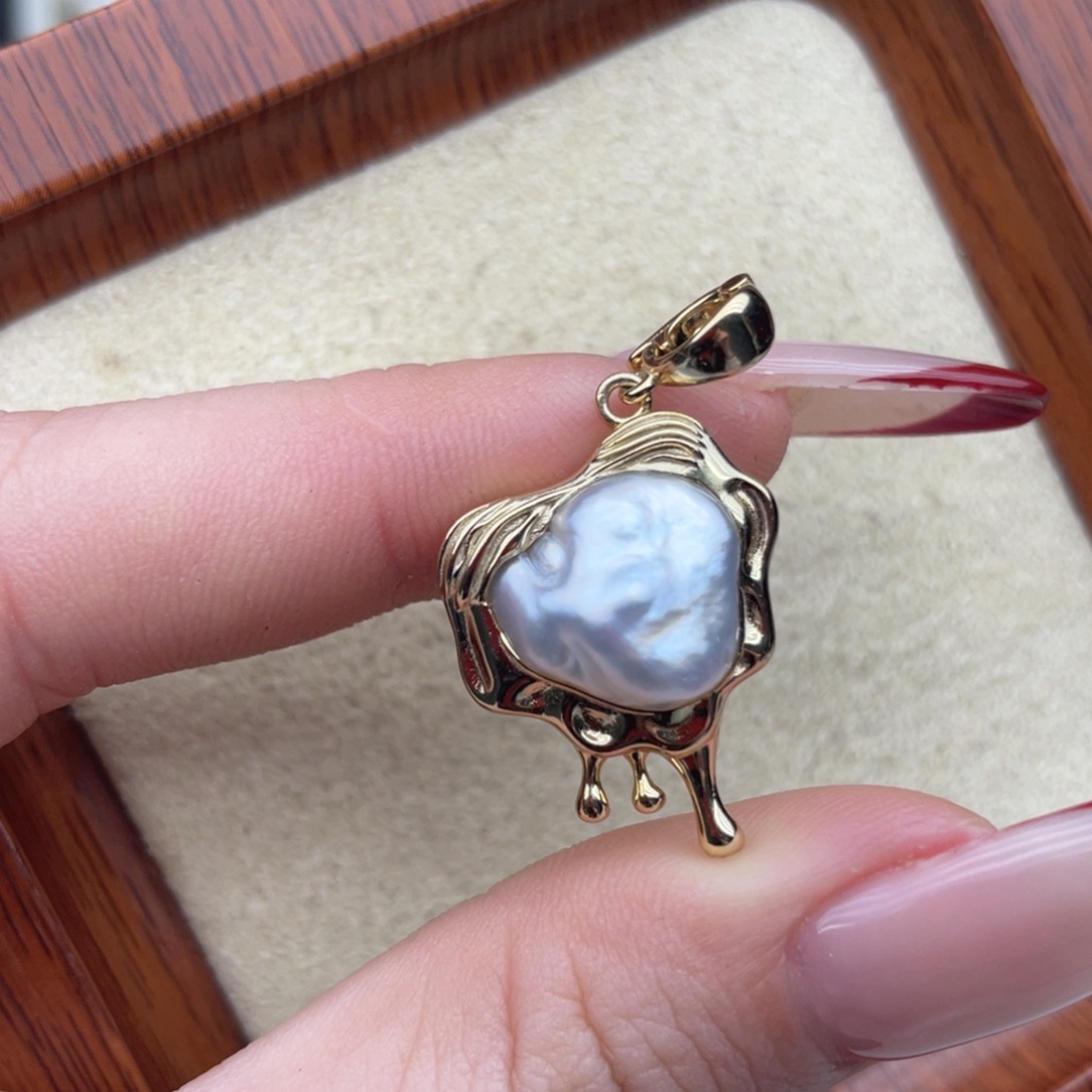 海水珍珠银S925镶嵌颈饰E96