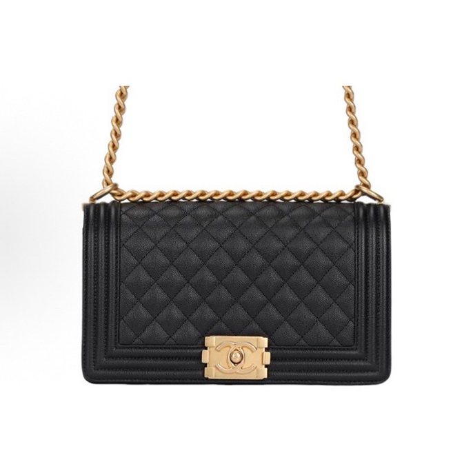 95新 Chanel/香奈儿 黑金羊leboy中号单肩包 22开 