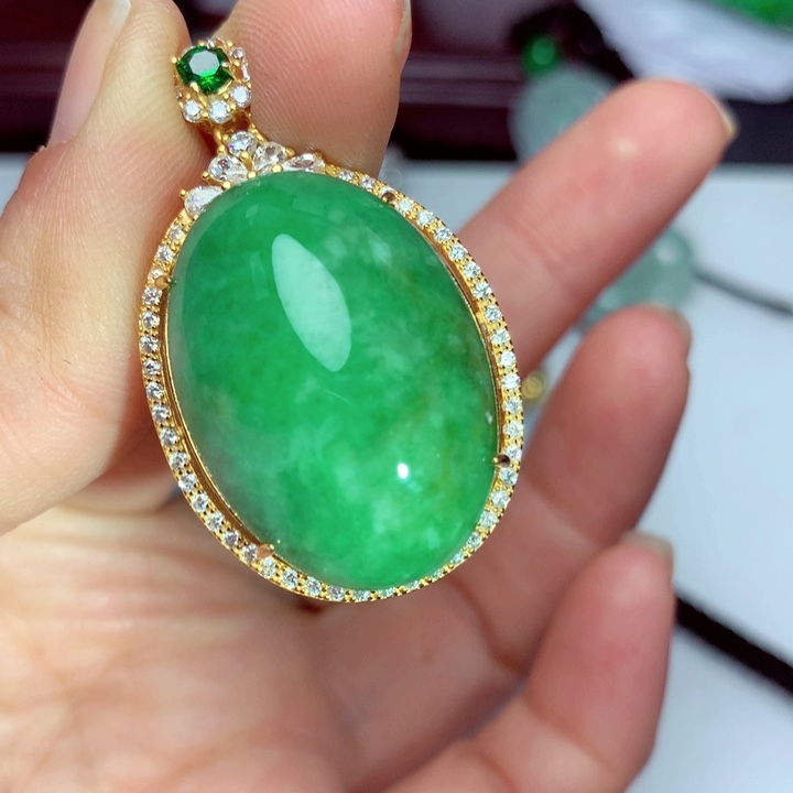 翡翠吊坠(不含链)银S925镶嵌