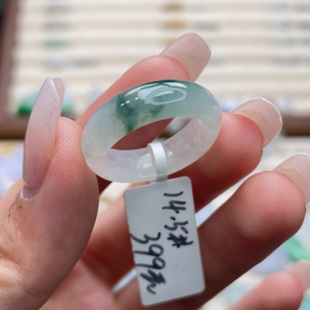 翡翠未镶嵌戒圈a28港圈14冰飘花