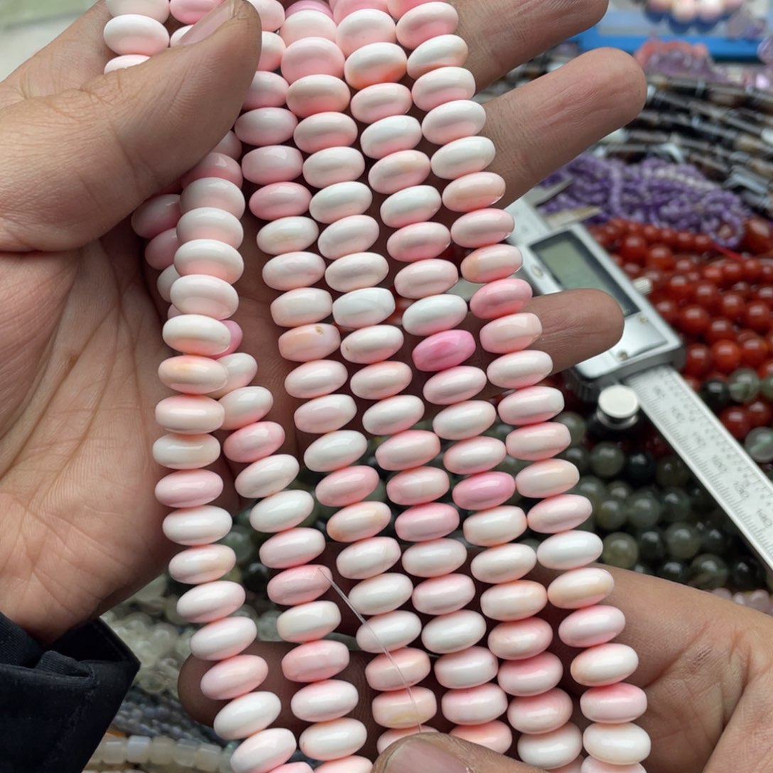 玛瑙/玉髓珠宝半成品未镶嵌一条装11mm女王粉呗算盘