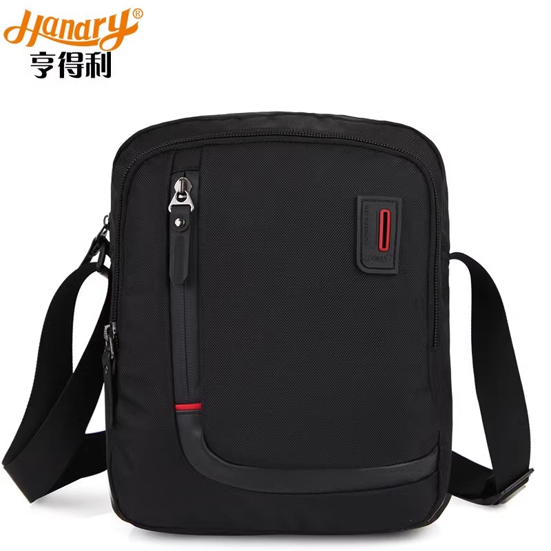 亨得利男包单肩包男斜挎包时尚潮流背包休闲小方包商务牛津布包