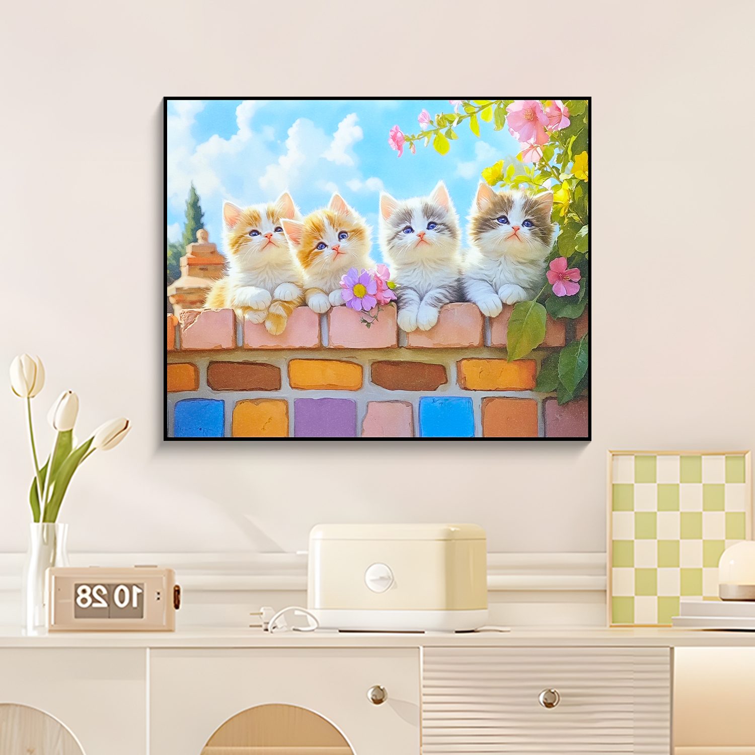 益师傅咪挂画客厅玄关背景墙挂画卧室床头书房儿童房挂画小猫4050