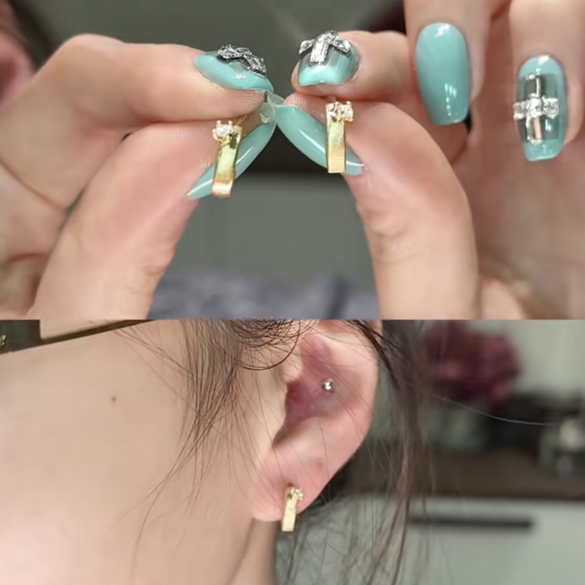 合金耳饰 BIBI【金色拉丝】耳钉EH059