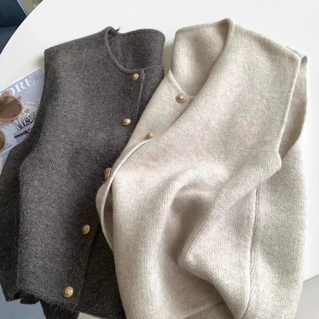 1681马甲背心宽松大码针织衫百搭套头时尚新款薄款打底休闲