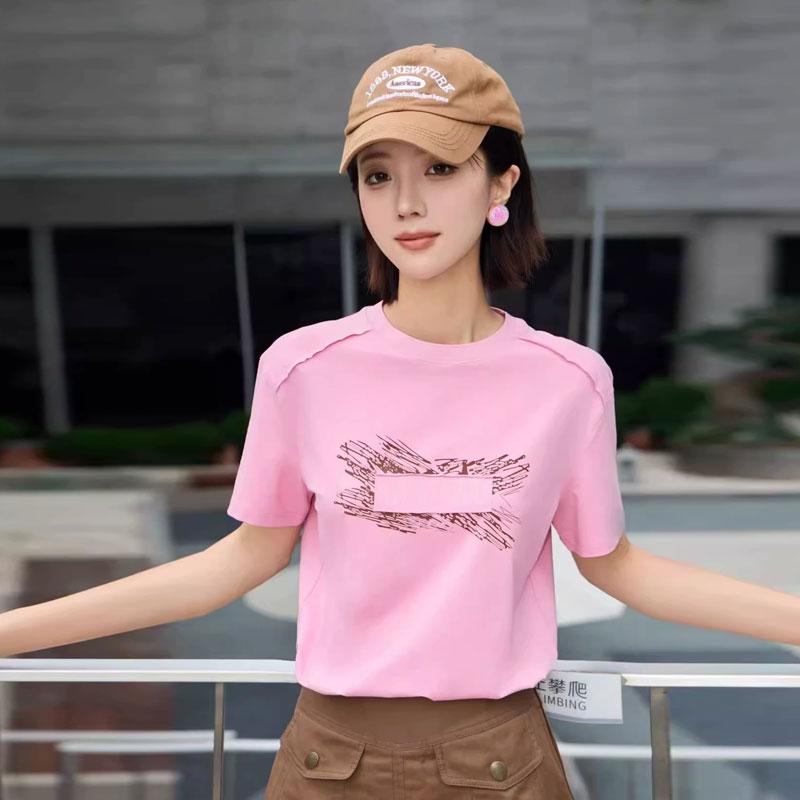 【商场同款】夏季百搭休闲宽松圆领字母印花短袖T恤女款530084
