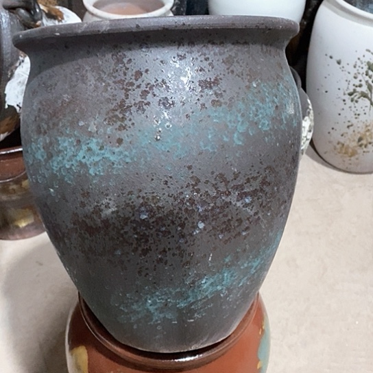 紫砂花盆口27高度30黑刷