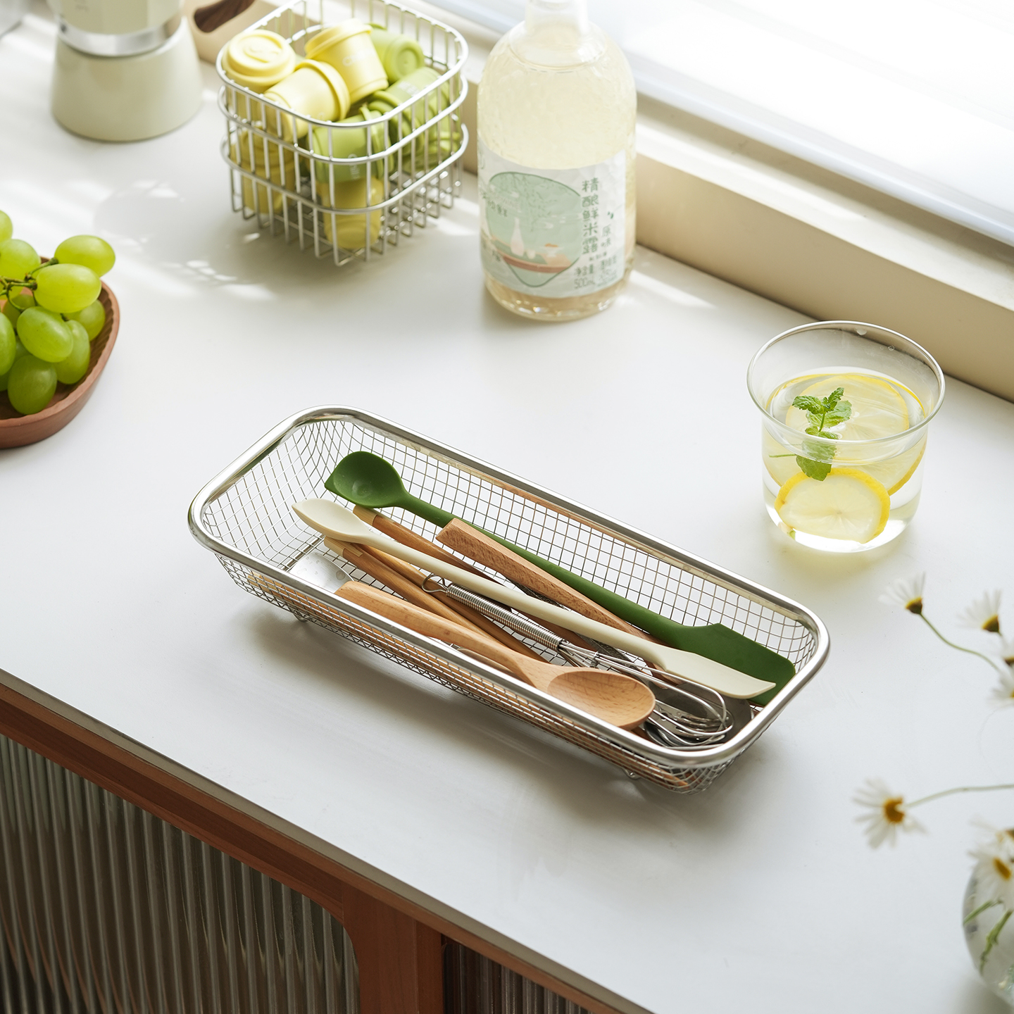 肆月星言不锈钢筷子沥水篮2025新款筷子收纳盒家用高档通风筷子篮