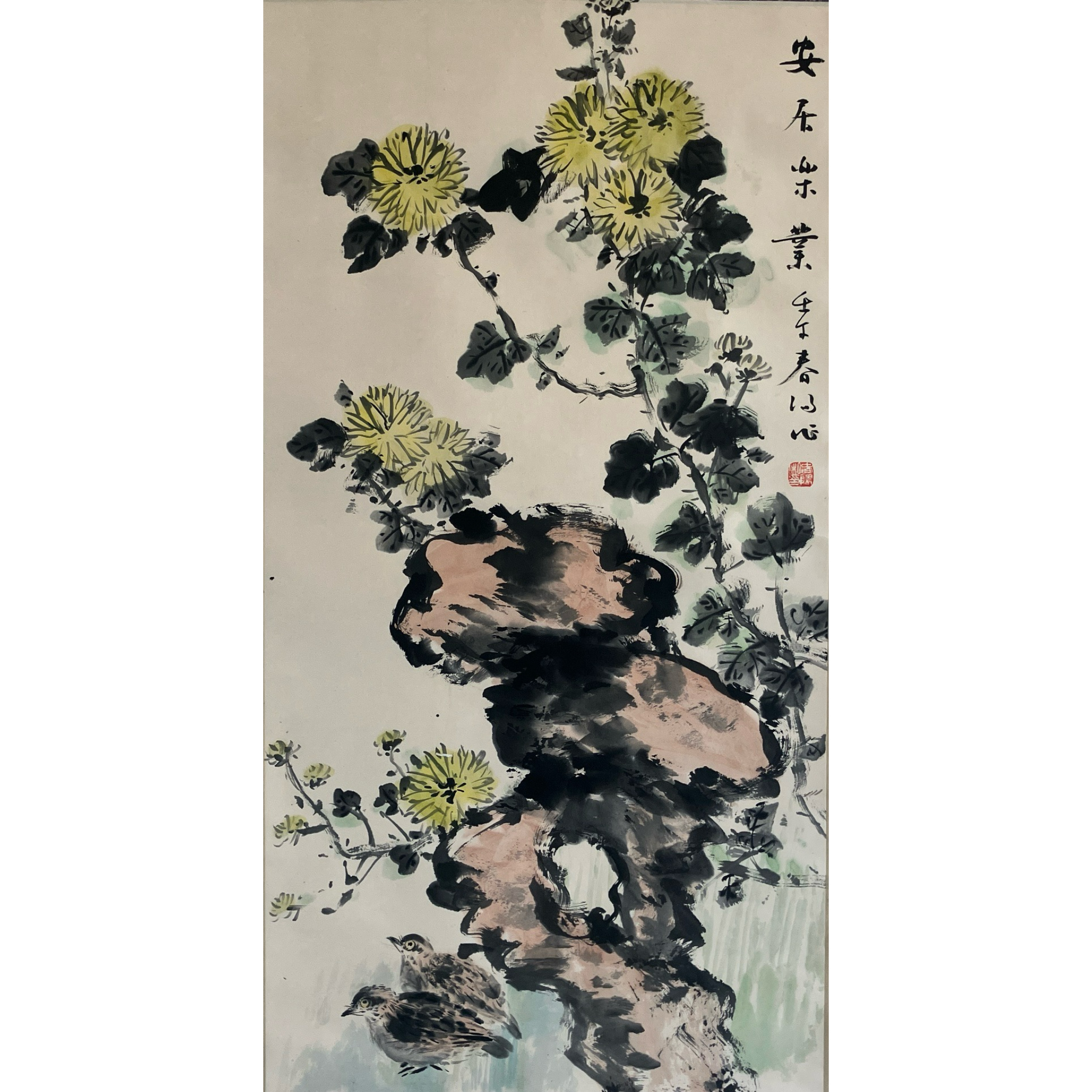 097，霍老师，花鸟 纸本设色 99×51cm