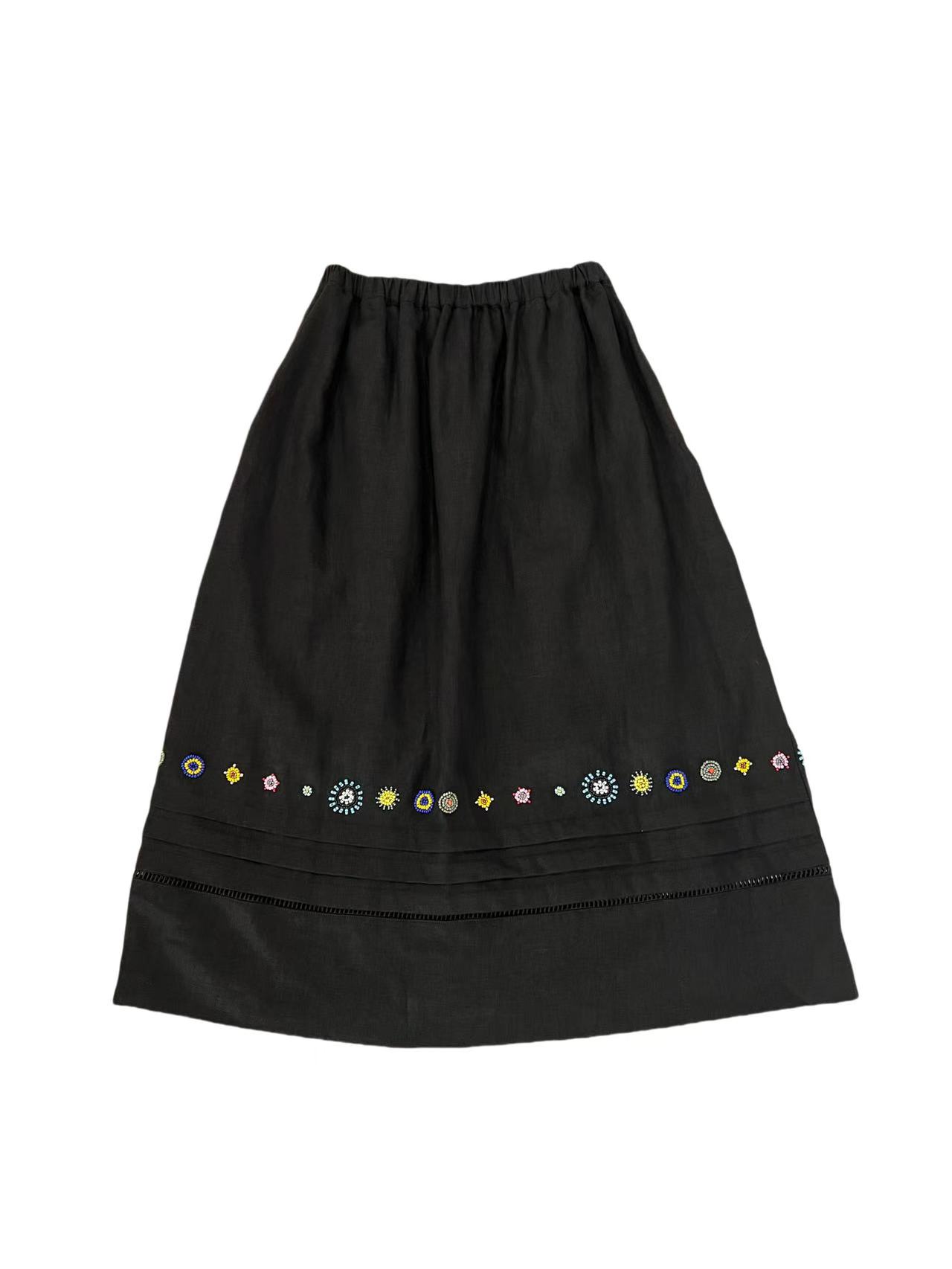 女款；15412休闲钉珠麻半裙