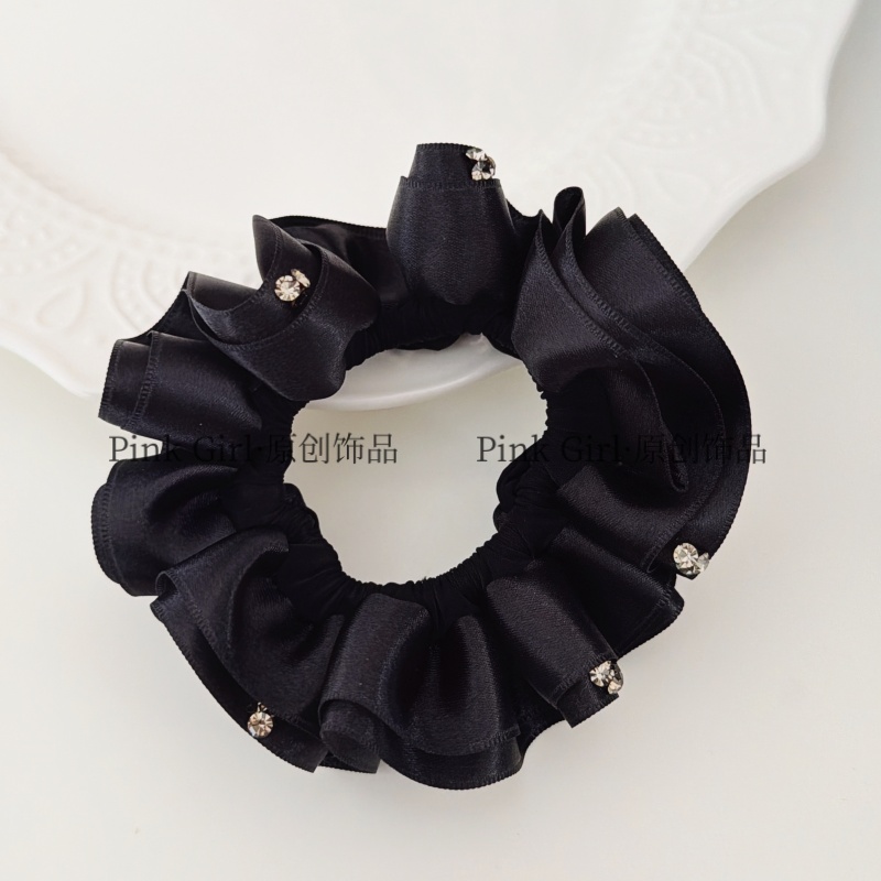 Pink Girl  Q517简约百搭黑色多层缎带发圈通勤气质发绳发饰