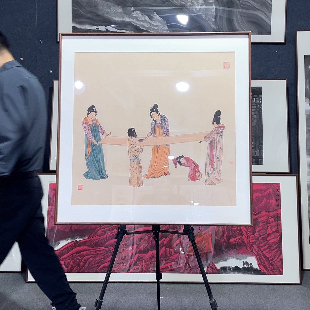 国画手绘画作品带框