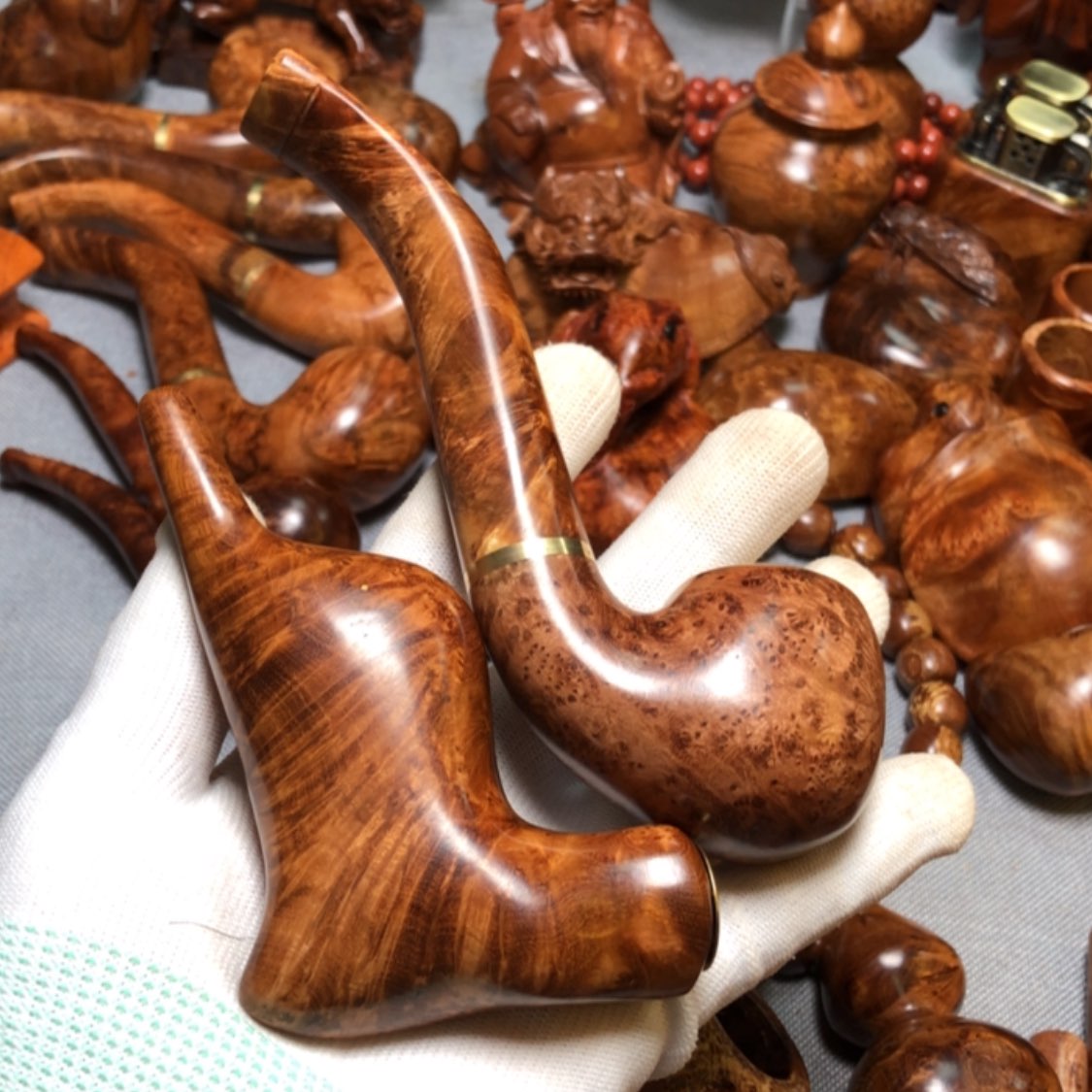 【闪购商品】木嗨麻梨疙瘩火琉璃手把件