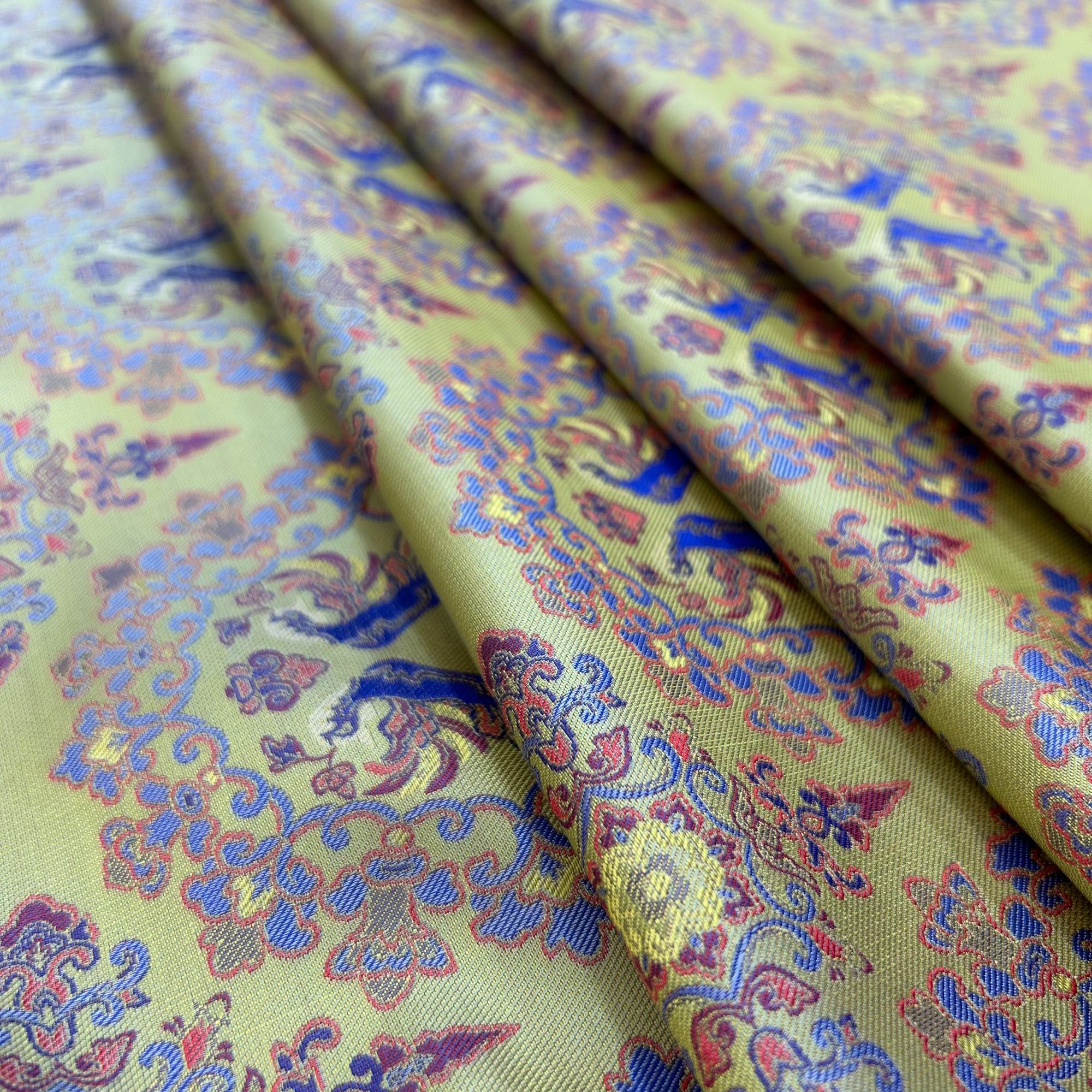 【张和才蜀锦】团花鸳鸯新中式国风桑蚕丝蜀锦面料0.7m起拍