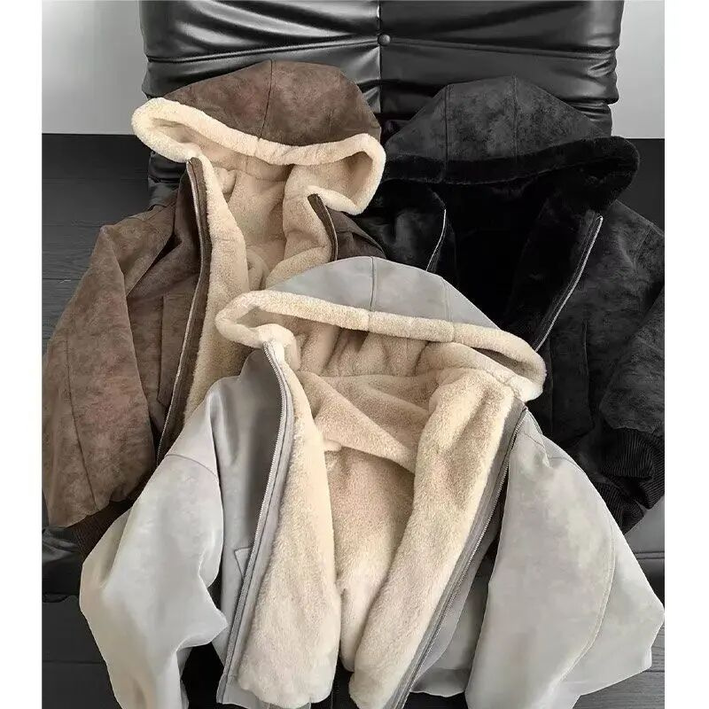 冬装美式高街座山雕棉服男女同款加厚加绒保暖连帽韩版棉衣外套潮