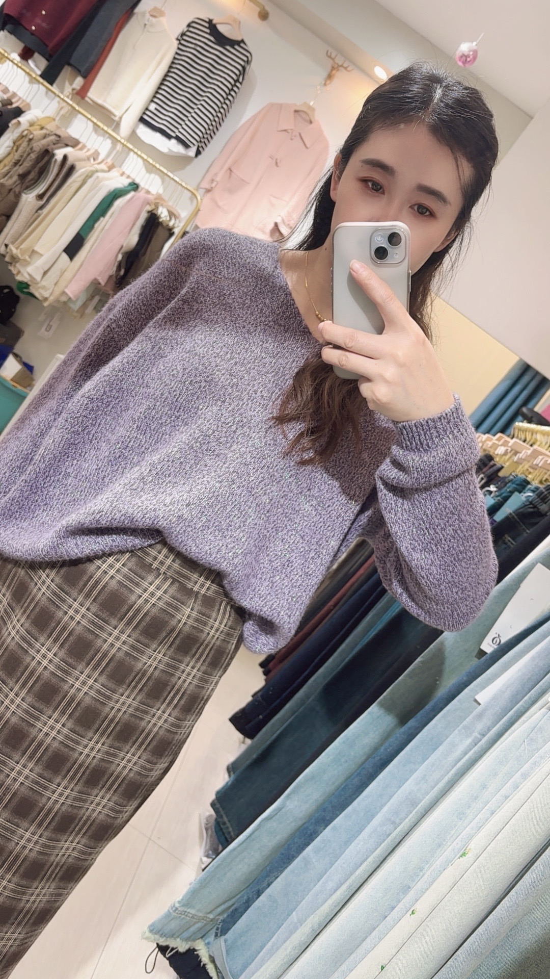 不褪色V领女毛针织衫套头打底衫高领上衣加厚秋冬开衫