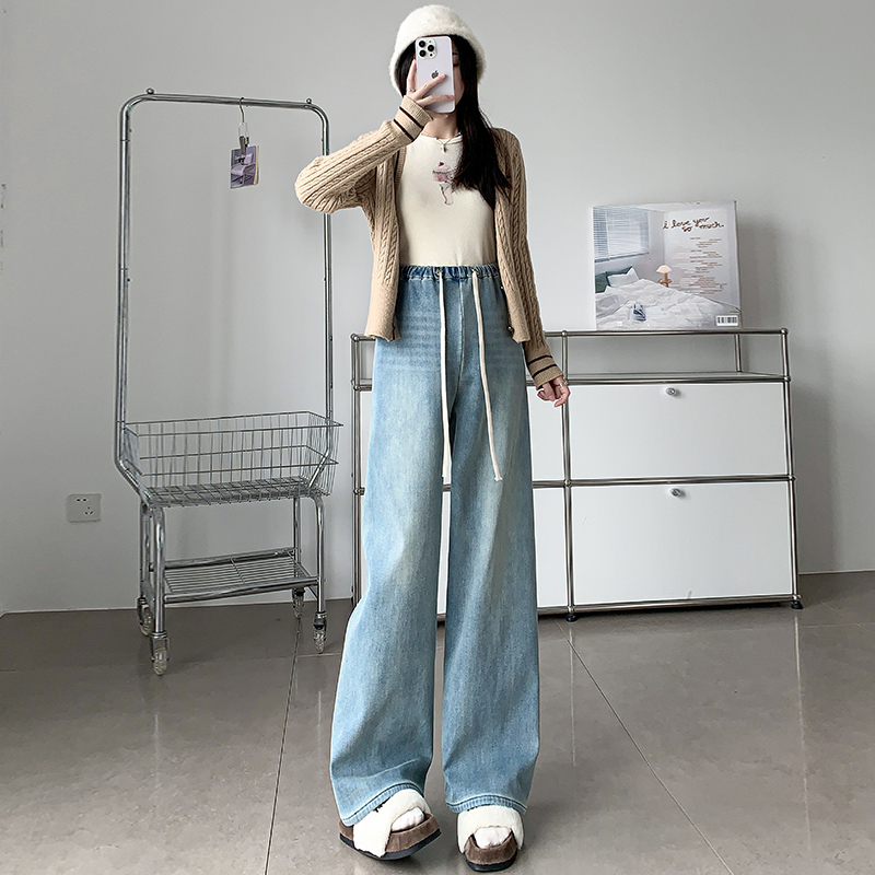 清仓捡漏孕妇阔腿裤春秋款牛仔裤秋冬款加绒加厚无托腹直筒阔腿裤