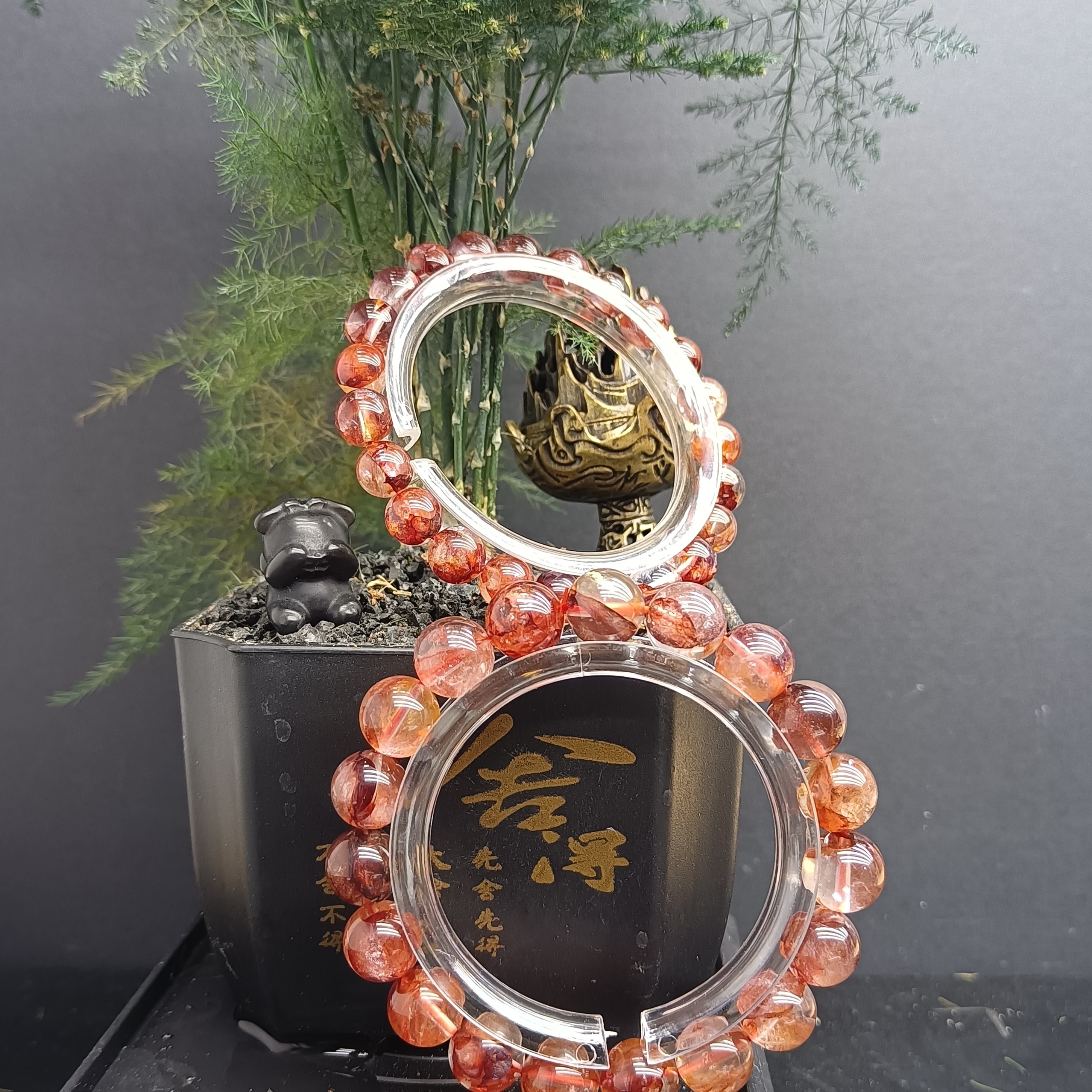 天然高品牛血红胶花手串 多样性发其一